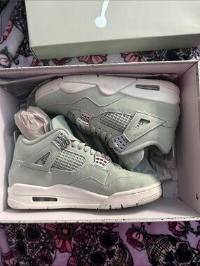 Jordan Women’s Pale Mint Retro 4 Lace-Up Sneakers